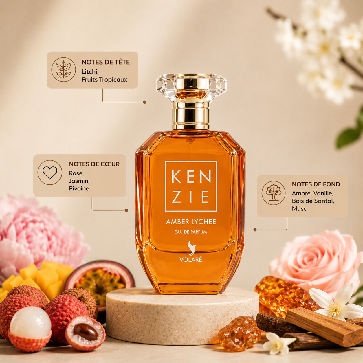 Kenzie Amber Lychee Volaré 100ml – Eau de Parfum